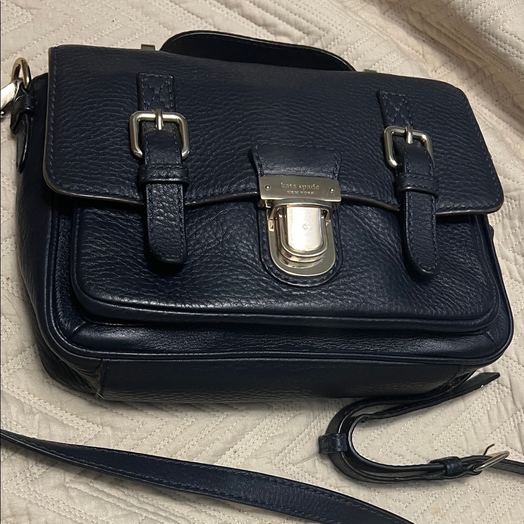 Kate Spade Black Leather Satchel Crossbody Bag